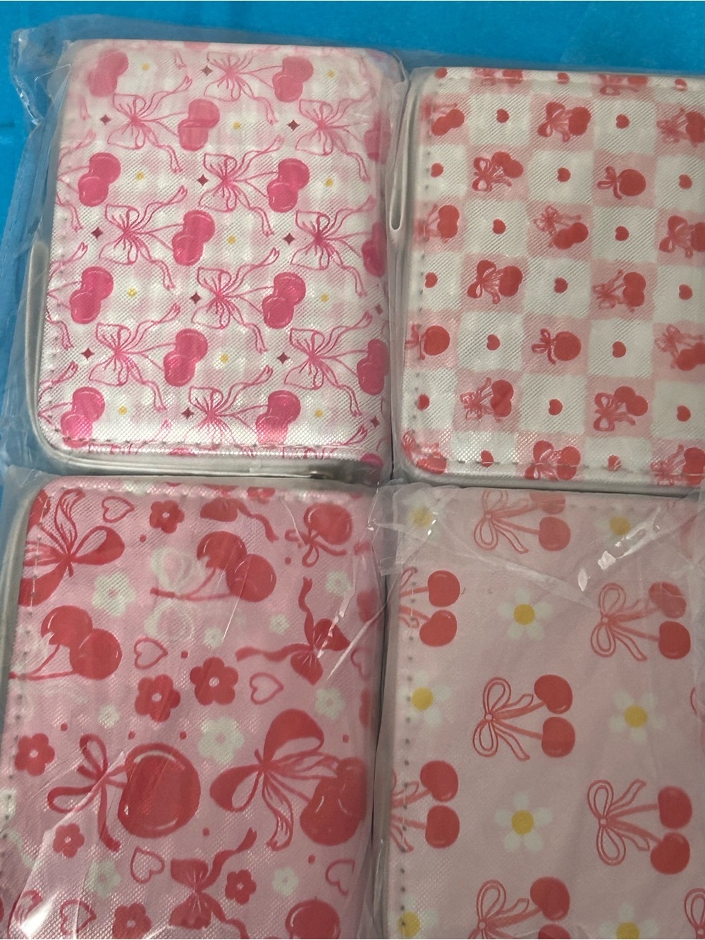 4/$100 Pink Cherry Pattern Compact Wallets - Set of 4